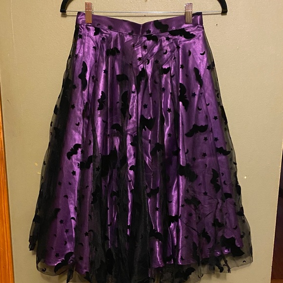 Purple/Black Velvet Bat Skirt - Picture 4 of 10